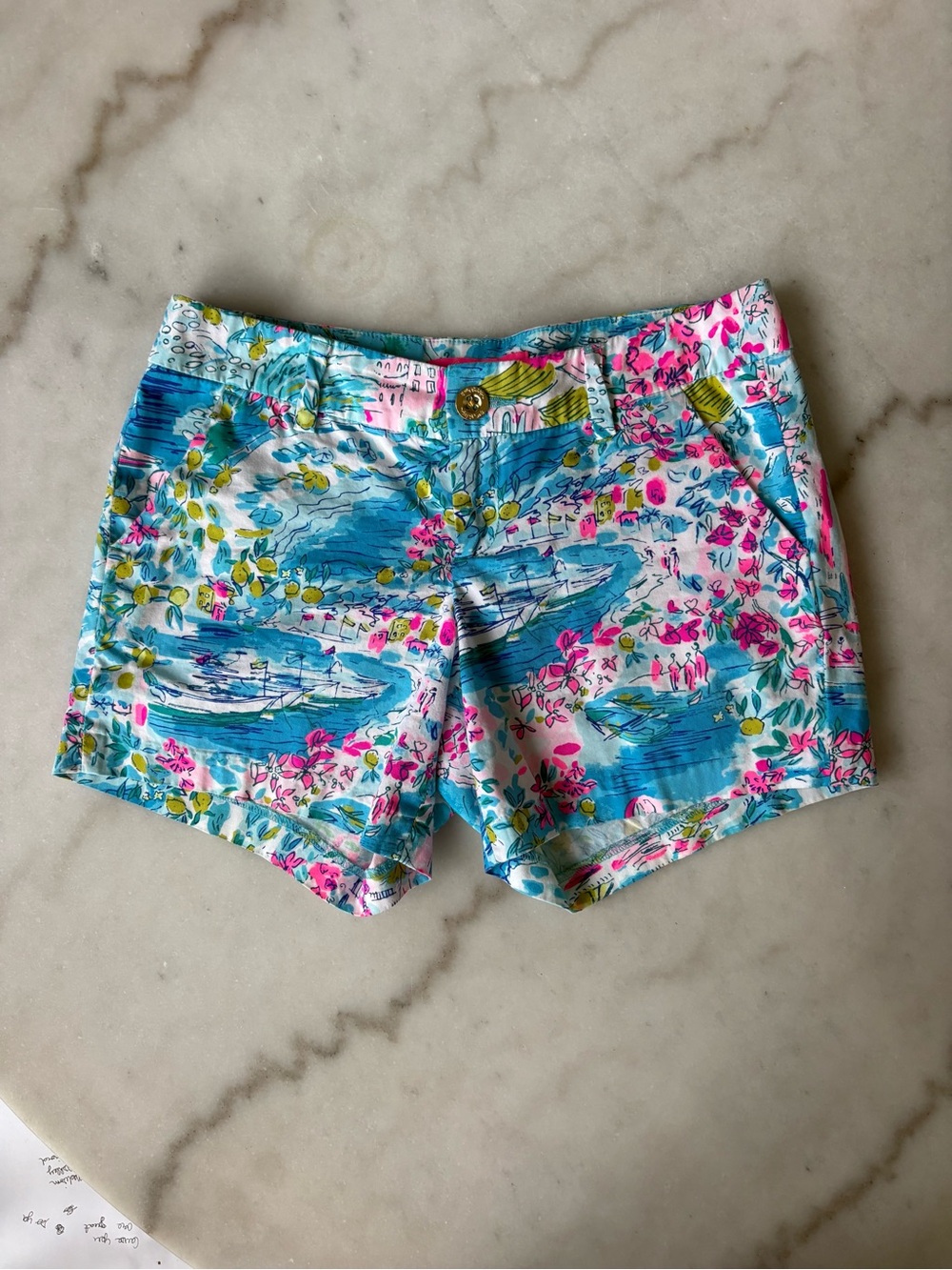 Lilly Pulitzer Callahan Shorts Postcards From Positano Size 0 Excellent Cond